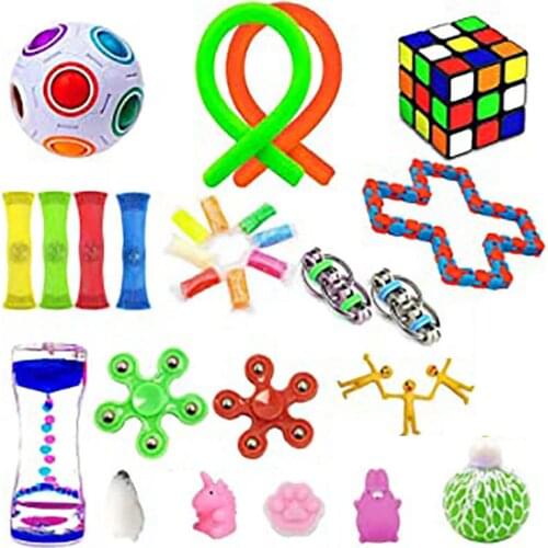 Anti-stress Toys 31Pcs Fidget Sensory Toys Set Stress Anxiety Relief Hand Squeeze Toys for Children Adults