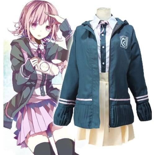 Super DanganRonpa 2 Dangan Ronpa Cosplay Chiaki Nanami Uniforms Jacket Shirt Tie Skirt For Women Cosplay Costume