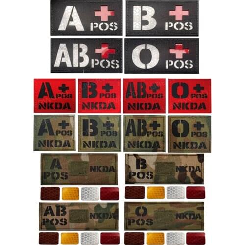 Blood Type Infrared Reversed Patch A B AB O POS NKDA Rescue Decorative Badge CP Tactical Military DIY Patches for Clothing