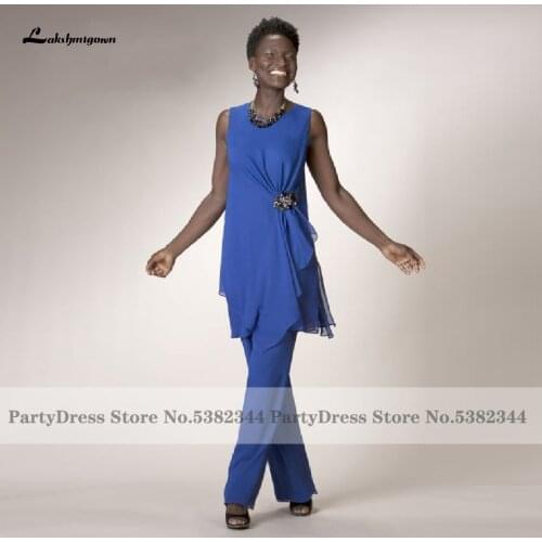 Lakshmigown African Women Mother of the Bride Dresses 2020 Vestidos de Madrina Royal Blue Elegant Beads Long Evening Dress