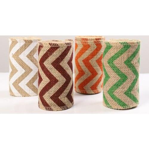 2pcs 12cm Wide Corrugated Cotton and Linen Ribbon Christmas Wedding Festive Burlap Roll 3 M Twine