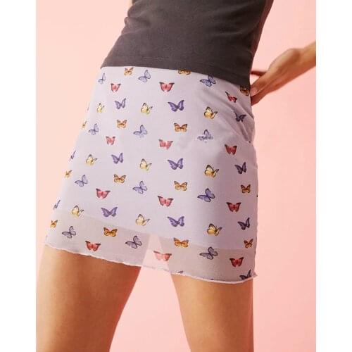 Summer Mini Skirt Women Printed Mesh Y2K Skirts Harajuku Short Casual High Waist Party Streetwear Bodycon 90s Slim Skirts