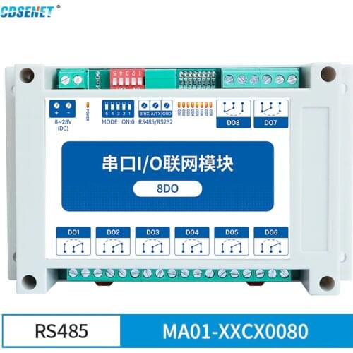 ModBus 8DO 8 Digital Outputs RTU Serial IO Module RS232 Interface Rail Installation 8~28VDC CDSENET MA01-XXCX0080 Tool Box
