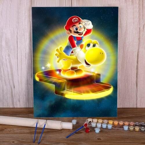 Carton Mario Paint By Numbers Kit Acrylic Paints 40*50 Boards By Numbers Decoration For Children For Drawing Handiwork Art