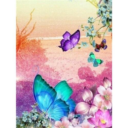 Butterfly And Flower DIY 11CT Embroidery Cross Stitch Kits Craft Needlework Set Printed Canvas Cotton Thread Dropshipping