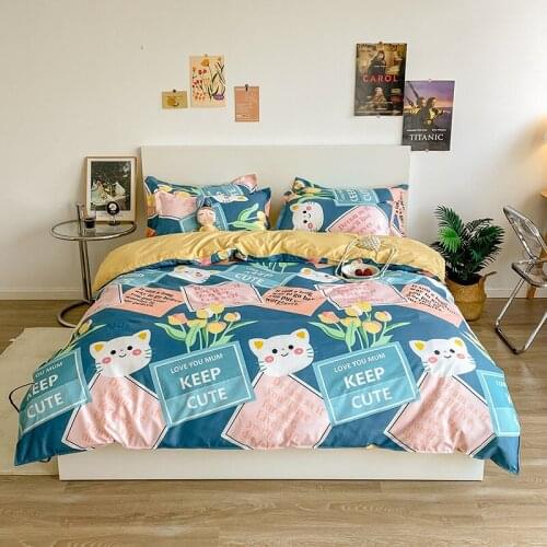 Cartoon Elements Bedding Set Cute Pet Summer Bedroom Bedclothes Lovely Bed Sheets 200x230 King Single Double Size Duvet Cover