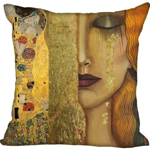 Custom Gustav Klimt Pillowcase Square Zippered Home Decorative Pillow Cover
