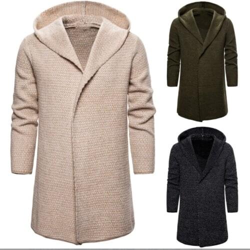 Autumn New Mens Hooded Cardigan Sweater Trend In Europe and America Knit Sweater Sweater Coat Coat Men