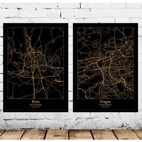 Brno Prague Czech Republic Map Poster