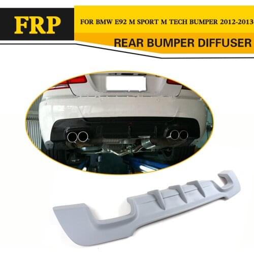 FRP unpainted grey rear bumper diffuser with quad exhaust dual outlet for BMW E92 E93 M Sport Coupe Convertible 2005-2011