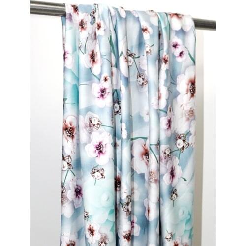 Silk Cotton Fabric By The Per Meter for Skirt Dress Clothing Sewing Plaid Flower Geometry Digital Printed Sag Brocade Cloth Red