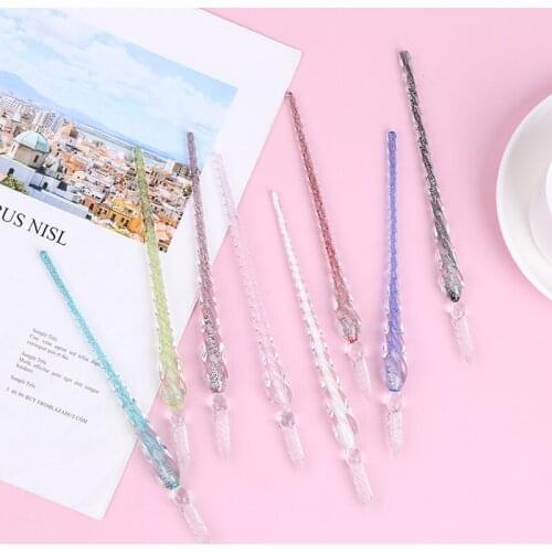 1Pc Glass Drip Fountain Pen Vintage Glass Dip Dipping Pen Signature Filling Ink Fountain Pens