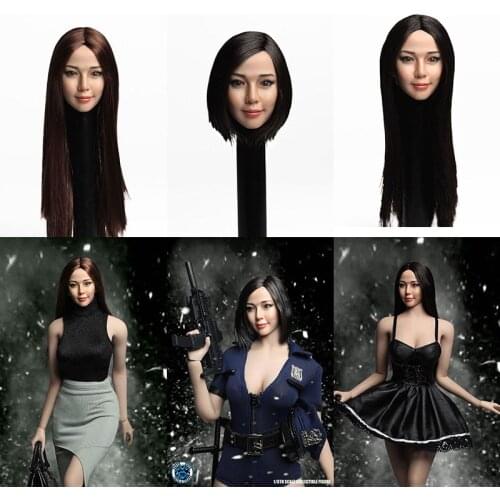 SUPER DUCK SDH010 1/6 Asian Woman Head Carved PVC Female Head Sculpt Model Fit 12" Action Figure Body In Stock