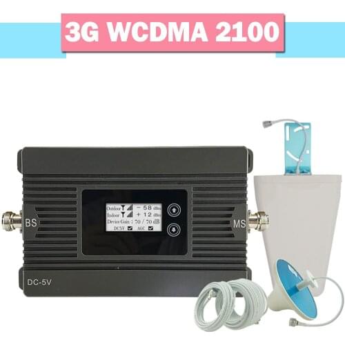 Walokcon 3G WCDMA 2100 Cellular Booster 500 sqm 80dB Gain Band 1 Signal Repeater UMTS 3G WCDMA Cellphone Amplifier LCD Display