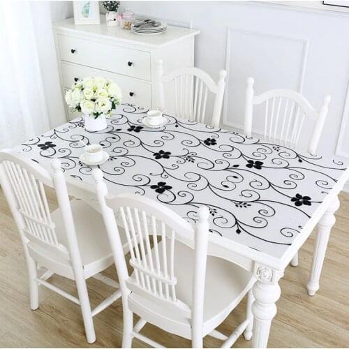 PVC Tablecloth Waterproof Tablecloth Floral Clear Rectangular Anti-oil Proof Table Cover Mat Coffee Table Cloth Customizable
