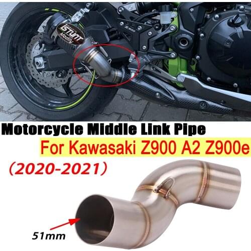 51mm Motorcycle Stainless Steel Exhaust Escape Modified Middle Connection Link Pipe Slip On For Kawasaki Z900 A2 Z900e 2020 2021