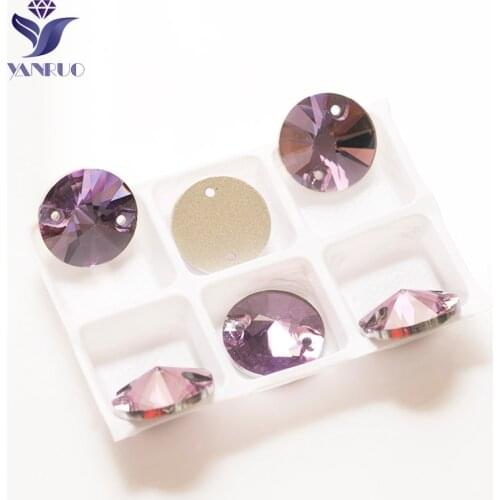 YANRUO 3200 All Sizes Violet Rivoli Flat Back Sewing Crystal Glass Rhinestone Sew On Strass Stones For Shoes