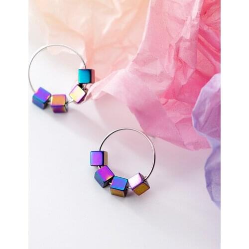 MloveAcc New Fashion 925 Sterling Silver Earrings for Women Cubic Beads Stud Earrings Wedding Jewelry