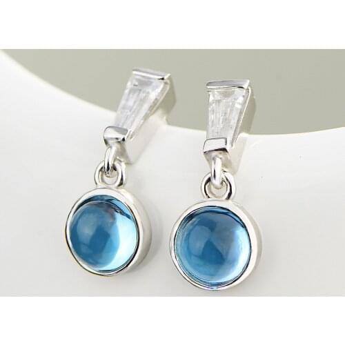 2018 Real Brinco S925 Tremella Nail, Natural Topaz, Amethyst, Zirconia Earrings, Simplified Female Fashion Ear, Anti Allergy