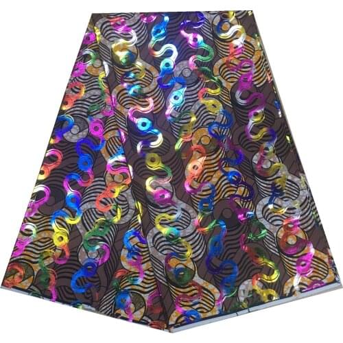 Gold Flowers African Ankara Print Golden Wax Fabric African Prints Gold Wax Tissu Fabric 6 Yards For Women Dress