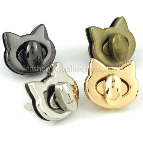 1pcs Metal Cute Cat Bag Turn Lock Twist Lock Clasp Leather Craft Women Bag Handbag Shoulder Bag Purse DIY Hardware