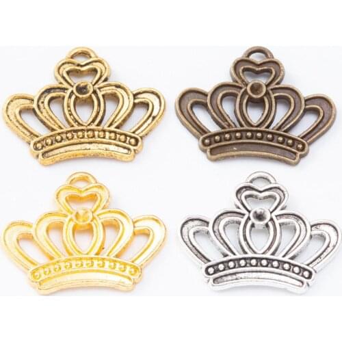 100pcs 13*11mm Vintage bronze antique silver color gold color crown charms pendant for bracelet earring necklace diy jewelry