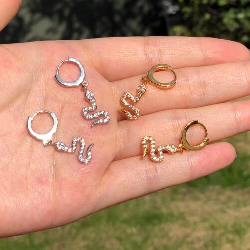 2020 Trend Earrings Tiny Crystal Drop Earrings for Women Shiny Snake Shape Rhinestone Dangle Earring Cute Weddings Jewelry Gifts