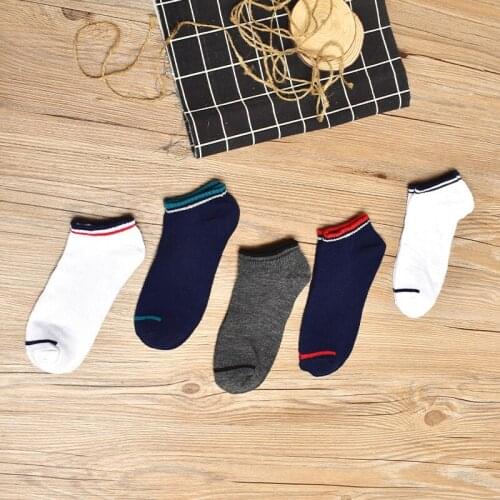 2021 Mens Socks Cotton Fashion Solid Color Stripes Boat Socks Summer Male Casual Breathable Socks Boy New Meias 5pairs/lot