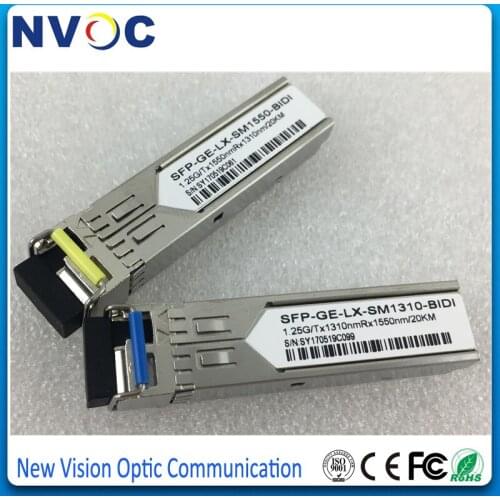20KM 1.25G BiDi SFP Module 1310nm/1550nm SC/LC Compatible 1 pair Fiber Optic Transceiver ,Fiber Module
