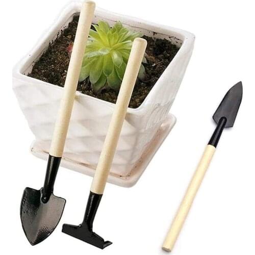 3Pcs Gardening Tool Mini Wood Handle Shovel Trowel For Plant Potted Flowers Seedlings Loose Soil Erramientas Bonsai Spade