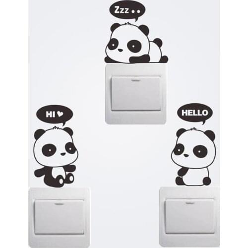 3 funny pandas switch stickers cartoon wall decoration 351. diy vinyl adesivo de parede home decal mual art poster 4.0