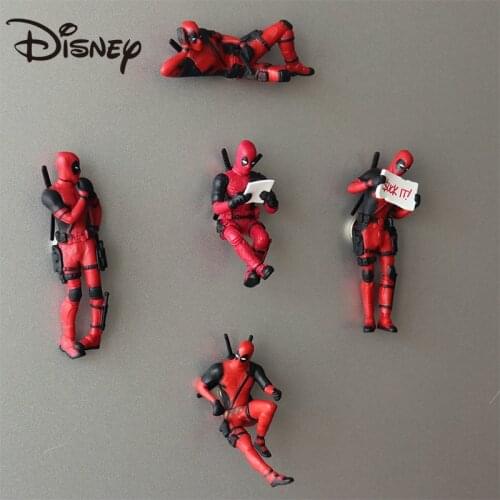 Disney Marvel Deadpool 3D Refrigerator Sticker Cute Cartoon Anime 3D 3D Doll Magnetic Sticker Message Sticker Boyfriend Gift