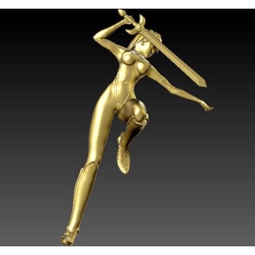 3D carved figure sculpture 3d model for cnc machine 3D printer in STL file format Dancing sword girl