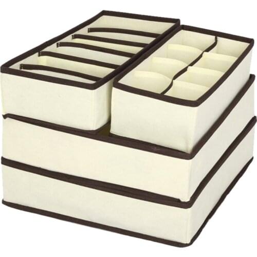 4pcs Multi-size Bra Underwear Organizer Foldable Home Storage Box Non-woven Organizador Drawer Closet Organizer For Scarfs Socks