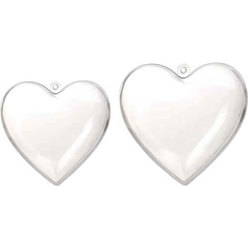 40PCS Heart Shape Christmas Balls Transparent Xmas Decorations 2021 Fillable Ball New Year DIY Beautiful Home,B & C