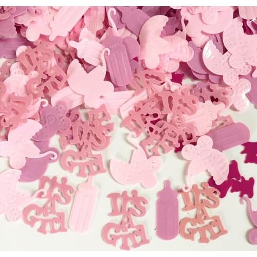 50g newborn girl Baby Shower Party table scatter decoration kits PINK ITS A GIRL Foil CONFETTI