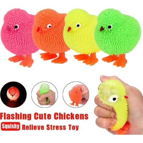 6cm Novelty Flashing Chickens Squidgy Sensory Toy Activity And Play Ball Creative Multicolor Lovely Animal Squeeze Toys Gifts