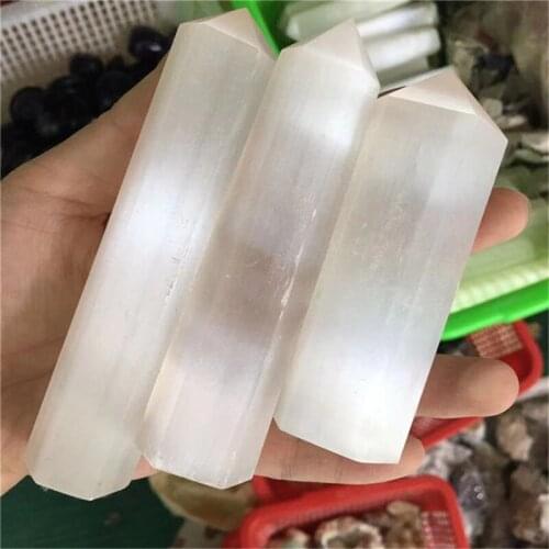 White crystal quartz tower points natural selenite tower healing stone for decoration