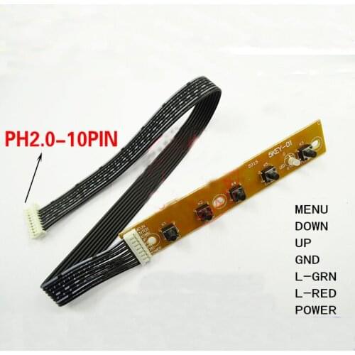 Free shipping 1pc universal 5 keyboard connector for LCD Display for Car LCD driver board button PCB board connector