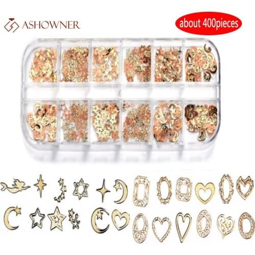 12 Grids Nail Art Glitter Fluorescence Hollow Circle Sequins Neon Round Nail Glitter Flakes 3D DIY Slice Nail Art Decorations