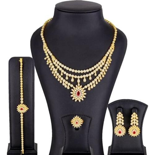 GODKI African 3 LAYERS Jewelry Set For Women Wedding Zircon AAAAA Quality Cubic Zirconia Bridal Wedding Evening Earring Necklace