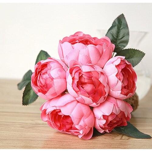 1 Bouquet 6Pcs Artificial Fake Peony Silk Flower Bridal Hydrangea Home Wedding Decorations