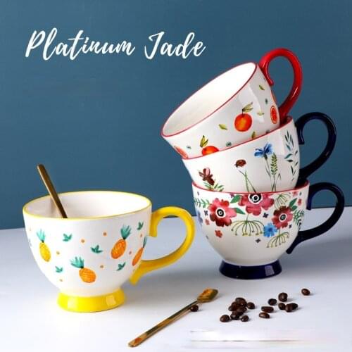 Ceramic Cup Water Cup Embossed Ceramic Cup Breakfast Cup mug