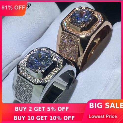 Choucong solitaire Male ring 3ct Clear 5A zircon cz Rose White Gold Filled Engagement Wedding Band rings For men Finger Jewelry