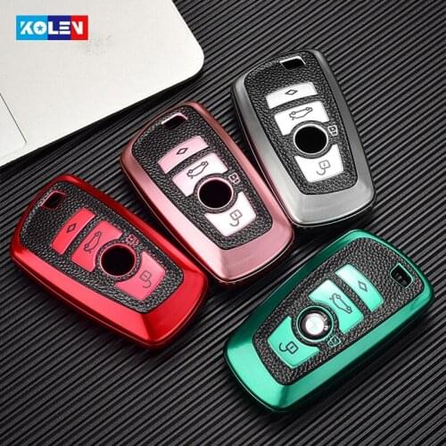 Leather + TPU Car Remote Key Cover Case For BMW 3 4 5 Series F20 F21 F30 F31 F25 F01 F02 X3 X4 X5 E34 E60 E36 E90 Shell Keychain