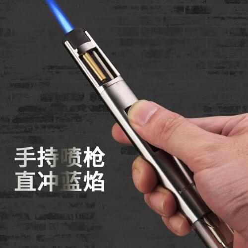 Kitchen Torch Jet Pipe Lighter Metal BBQ Flame Pencil Butane Windproof Lighter Refillable Gas Welding Gasoline Lighter Outdoor