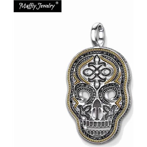 Pave Skull Pendant,Europe Style 2019 Rebel Fashion Jewelry For Men And Women, Punk Gift In 925 Sterling Silver,Super Deal
