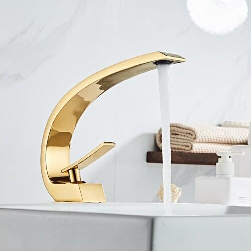 Bathroom Basin Faucet Brass Hot and Cold Water Mixer Tap Single Handle Wash Basin Waterfall Faucet Modern Bathroom Mixer Tap
