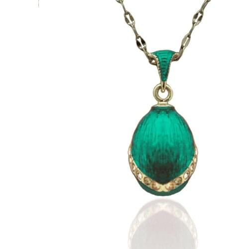 Hottest Enamel HandMade Jewelry Brass Vintage Egg Pendant Charm Crystal Rhinestone Necklace Gift To Women Free Shipping 2019