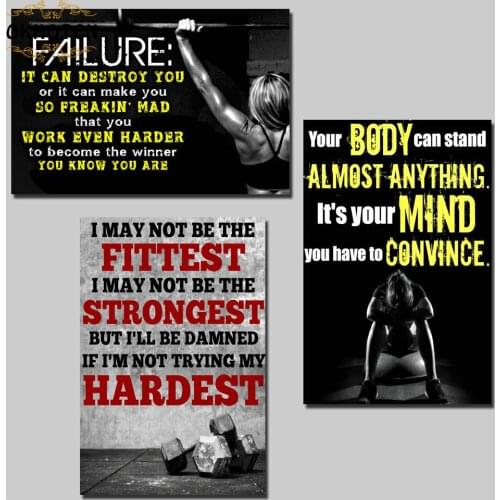 Motivation Statement Canvas Poster Bodybuilding Fitness Exercise Printed Painting Wall Pictures Gym Room Home Living Room Decor